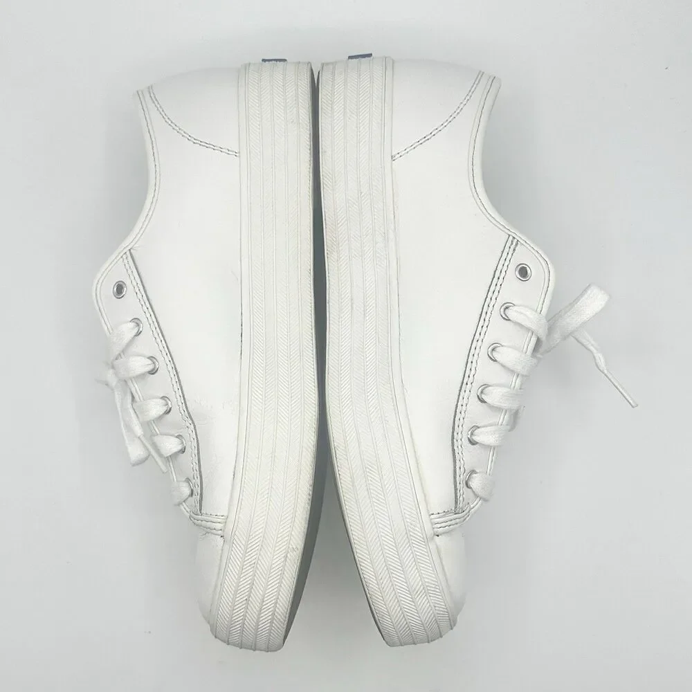Keds Triple Kick Platform Sneakers White Leather Women’s Size 8 M Shoes  WH57310